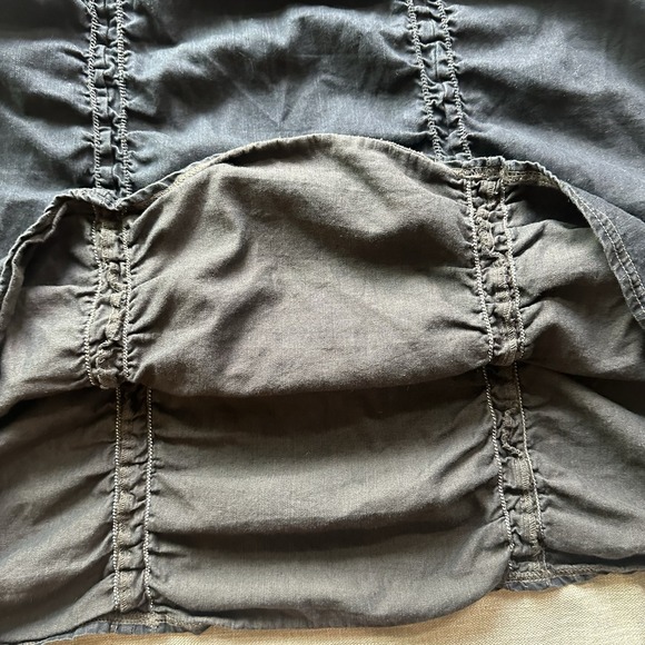 XCVI Women's Plus 2X Black Cotton Midi Skirt Ruched Drawstring Boho Y2K - Picture 8 of 11